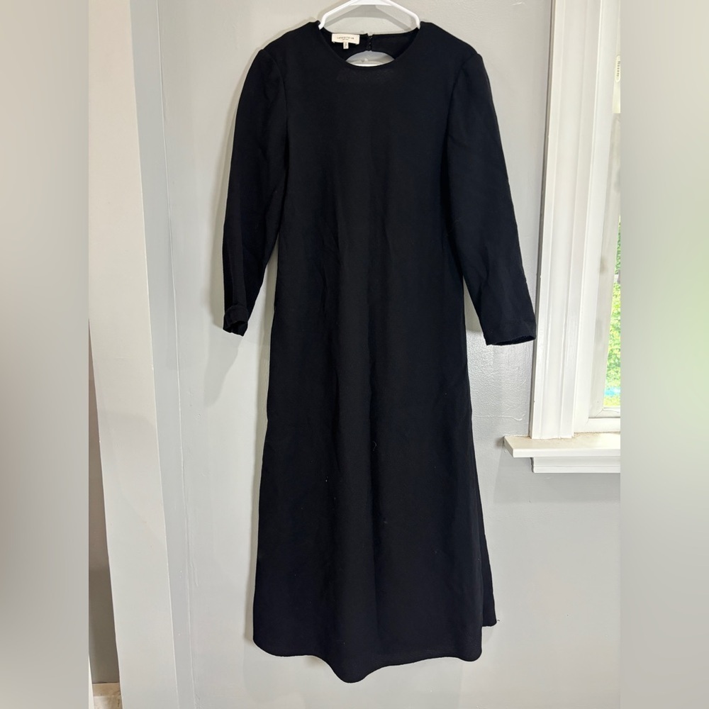 Lafayette 148 New York Black Wool Nouveau Midi Dress Size 10 Cocktail Career - Picture 14 of 15